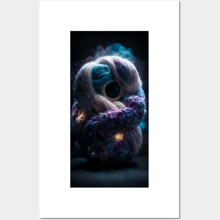 Cute Adorable Cosmic Knitted Yarn Colorful Monster Posters and Art